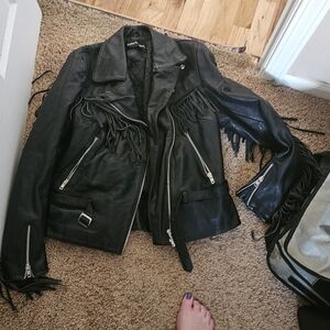 Harley Davidson leather jacket with fringe